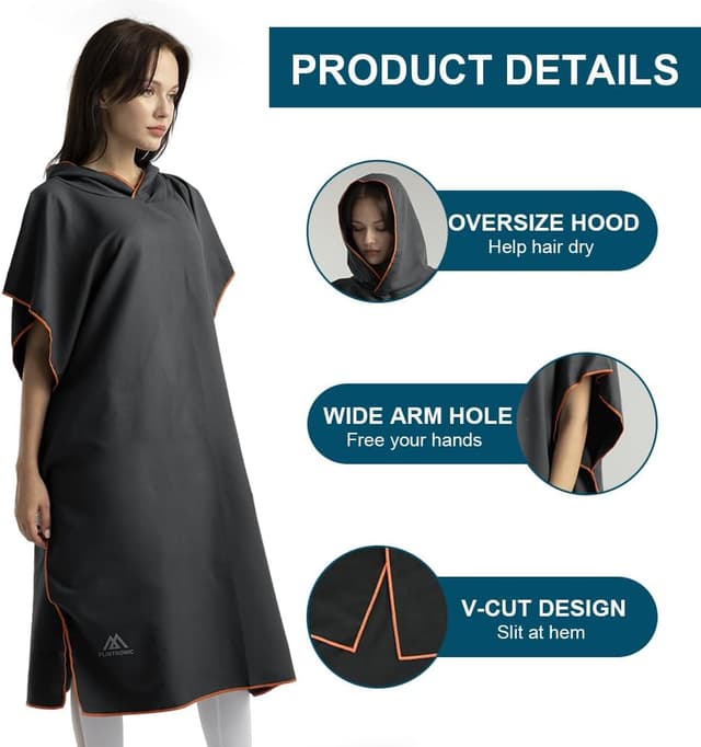 Thumbnail 4 de Flintronic Swim Towel Poncho Black