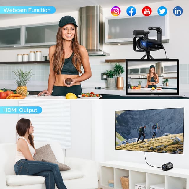 Detalle 2 de Camcorder Video Camera 5K with 56MP and 16X zoom