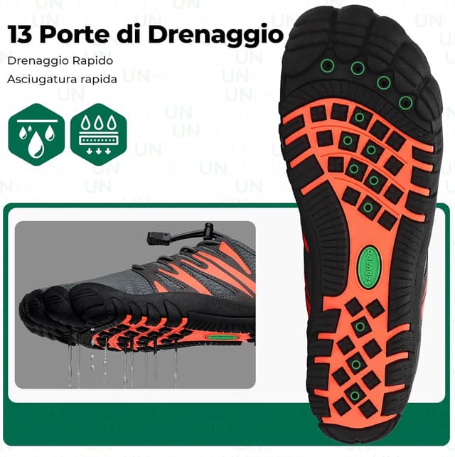Detalle de SAGUARO Scarpe Barefoot da Scoglio Uomo con punta larga, traspiranti e asciugatura rapida (39-48)