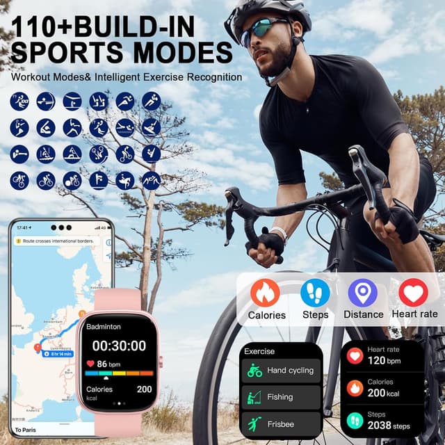 Detalle de Jugeman Smart Watch for Women with Bluetooth Calling, 1.91" HD Touch Screen & Fitness Tracking (Pink)