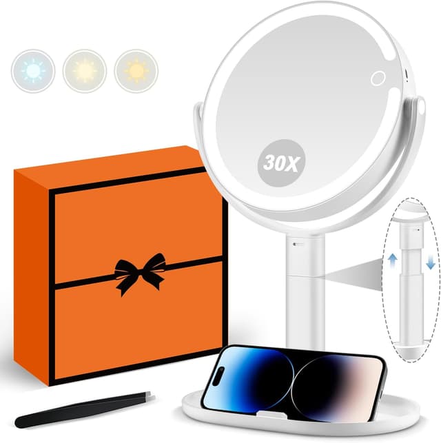 Detalle de MIYADIVA Makeup Mirror with Lights (30X Magnifying) + 3-Color LED Vanity Illumination