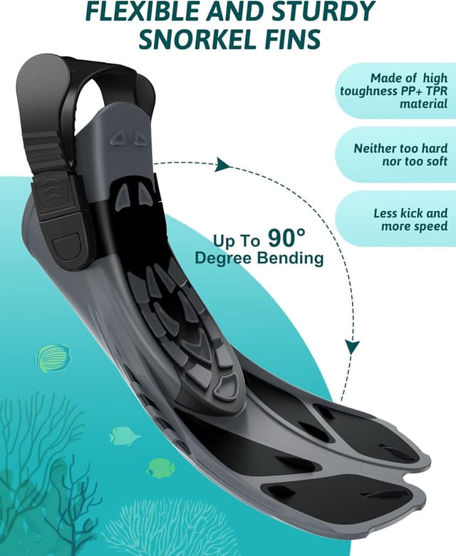 Detalle de Viginsul Mask Fins Snorkeling Gear Set for Adults: Full Face Snorkel Mask + Adjustable Swim Fins