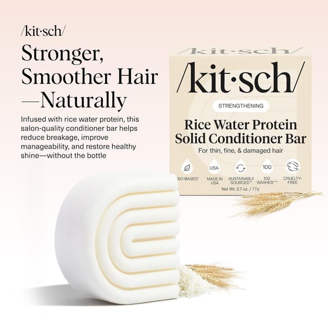 Detalle de Kitsch Rice Water Conditioner Bar for Hair Growth (Rice Protein) — Sulfate, Silicone & Paraben-Free Hair Conditioner, 2.7 oz