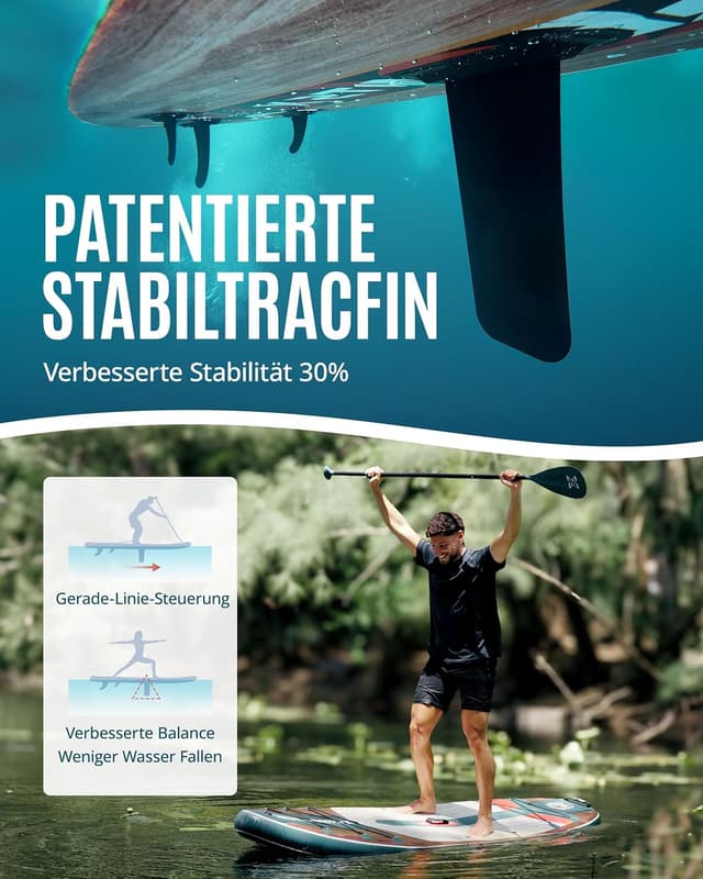 Detalle de ZLX SUP-Board mit Sitz (320 cm) – aufblasbares Stand up Paddling Board für Erwachsene, Familien & Anfänger