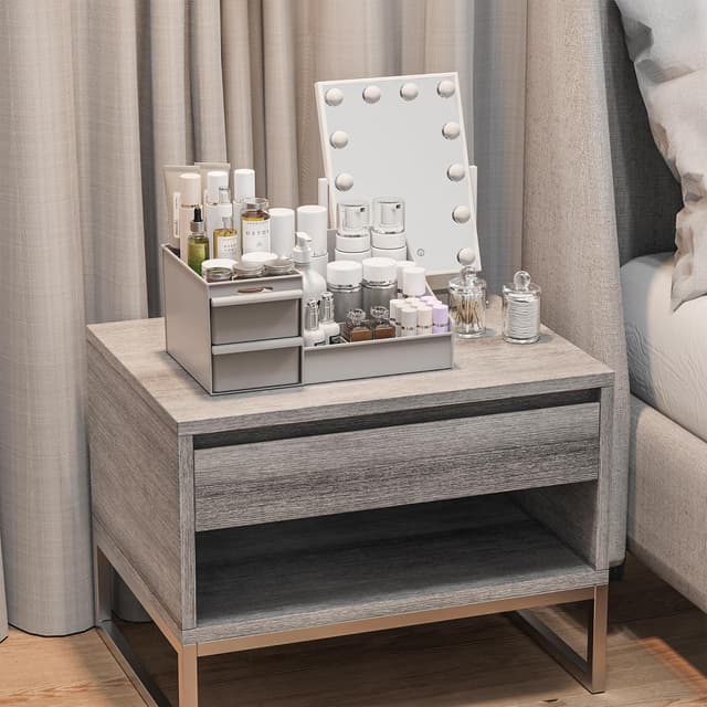 Detalle 2 de DancesCat Make-up Kosmetik Organizer mit Schubladen – Aufbewahrungsbox für Schminktisch & Badezimmer (Grau)