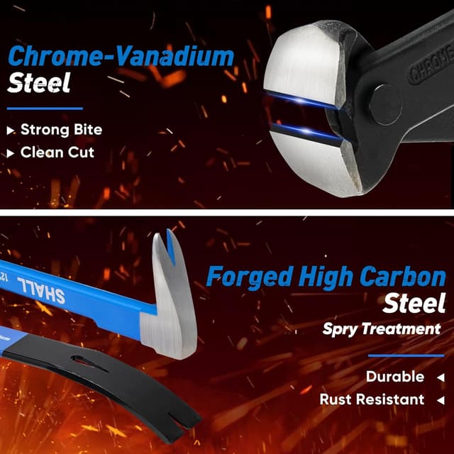 Detalle 2 de SHALL Set 4 pezzi leve piede di porco/estrattore unghie fino a 12'' (8'' tranciator) in acciaio