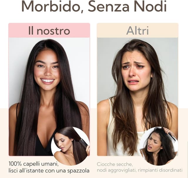 Detalle de HOTBANANA Extension Capelli Veri Clip Remy 45 cm 7 pz Castano scuro e biondo sporco evidenziato