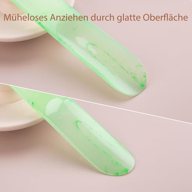 Detalle de Teepacioka Kunststoff Schuhlöffel im 2er-Set – kurzer Mini-Schuhanzieher mit Wandhalterung, 18,7 cm