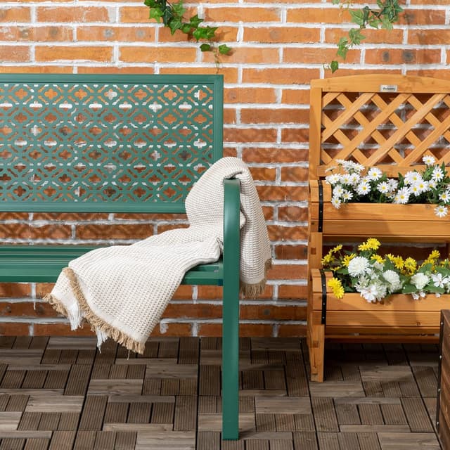 Thumbnail 6 de Outsunny Banc Jardin 2 places acier vert foncé