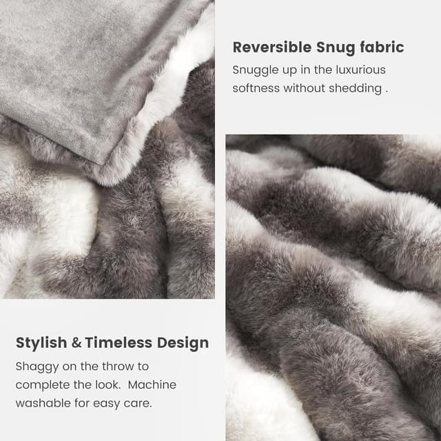 Thumbnail 6 de Cozy Bliss Faux Fur Throw Blanket 50x60