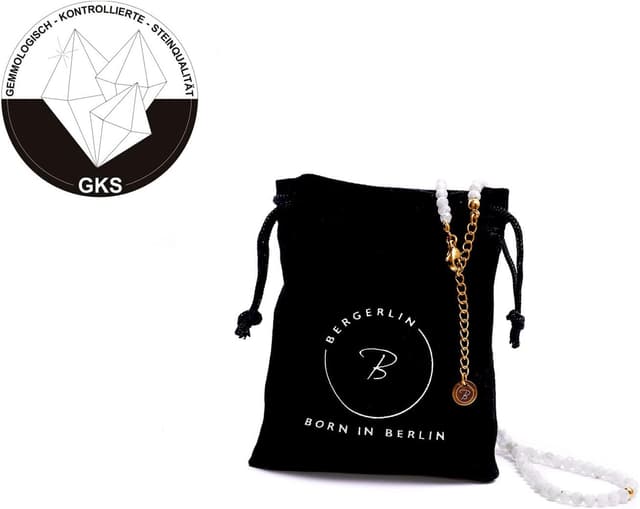 Detalle de BERGERLIN Naturstein Perlen Halskette mit labradorit, Verschluss & 925 Sterling Silberperle (zertifiziert)