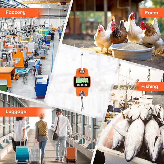 Detalle de Balance suspendue numérique Drcowu 300 kg à crochet électrique (orange)