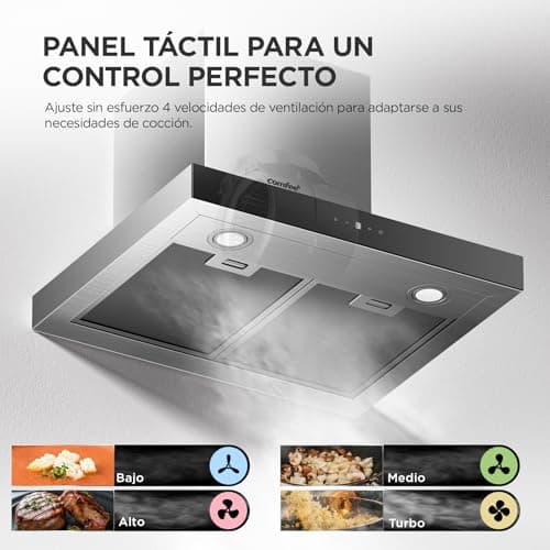 Detalle 2 de Campana extractora Comfee TSHM77SS-60 de 60 cm (clase A+++), 650 m³/h y control por gestos