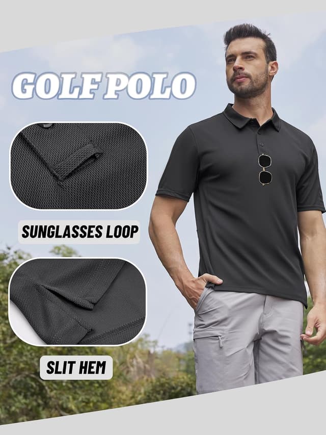 Detalle de KEFITEVD Polo à séchage rapide pour homme en polyester piqué