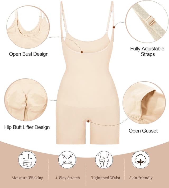 Thumbnail 3 de SHAPERX Open Bust Shapewear Tummy Control Bodysuit