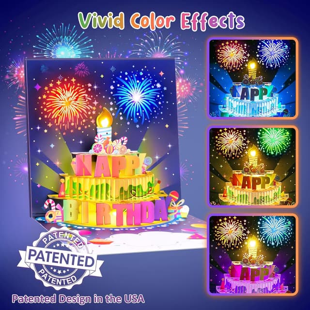 Detalle de Birthday music and lights card with 7.1 inch
