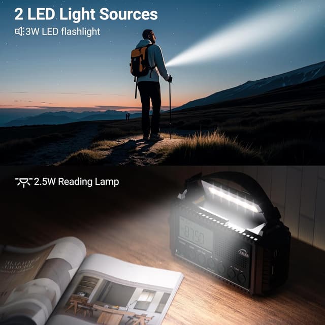 Thumbnail 5 de Mesqool 12000mAh wind-up emergency radio 🔊