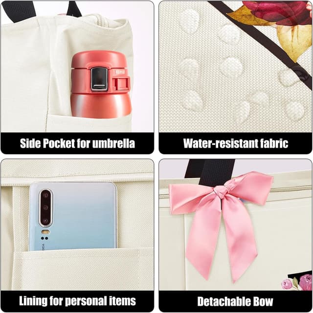 Detalle de Vavabox Vavabox Sac Cabas Personnalisé avec Initiale A-Z – Cadeau imperméable et spacieux