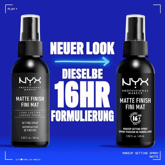 Detalle 2 de NYX Professional Makeup Setting Spray mit mattem Finish (vegane Formel), Fixierspray für flüssiges und pudriges Make-up, 60 ml