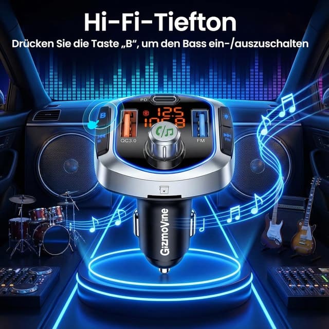 Detalle de GizmoVine FM Transmitter 81 W mit Bluetooth