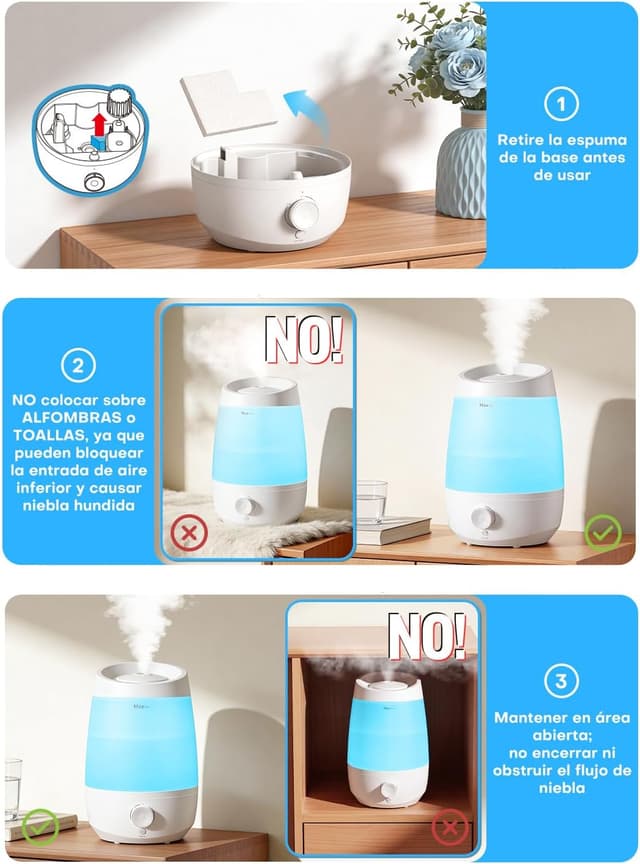 Thumbnail 4 de AROEVE Humidificador 2,5L difusor 250 ml/h