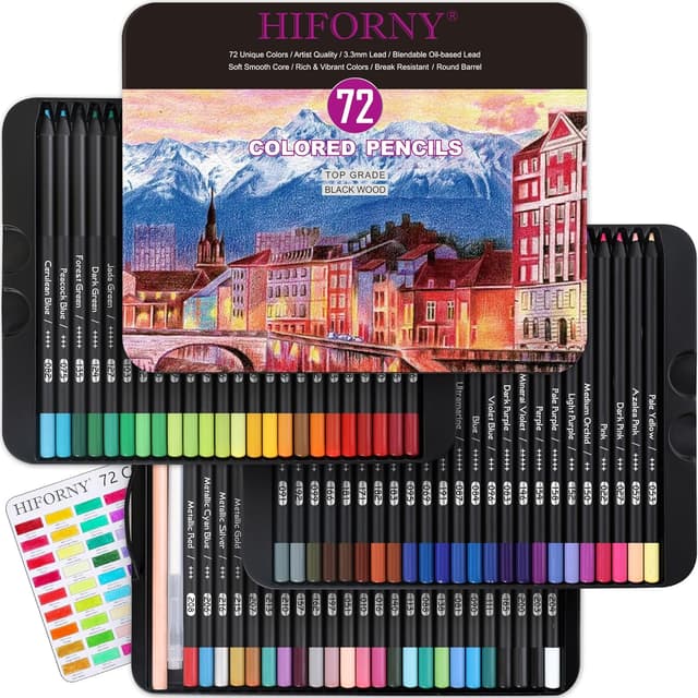 Imagen de HIFORNY 75 Buntstifte 72 Farben Premium Black en OfertitasTOP