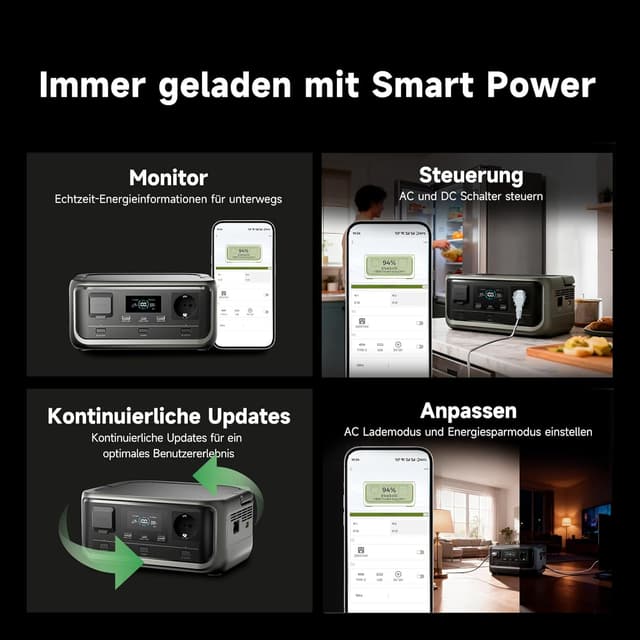 Detalle 2 de ALLPOWERS VOLIX P300 Tragbare Powerstation mit Solarpanel SE100 (256Wh, 300W Sinus) für Camping & Reisen
