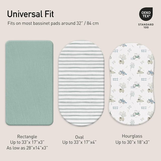 Detalle de GLLQUEN Baby Bassinet Fitted Sheets 83x43cm