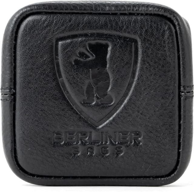 Detalle de Berliner Bags Premium Kleingeldbörse Lena M aus Vollnarbenleder (schwarz) – Mini-Portemonnaie für Münzen