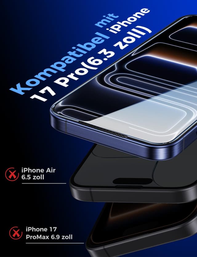 Detalle 2 de MAGIC JOHN iPhone 17 Pro Schutzglas 6,3 Zoll