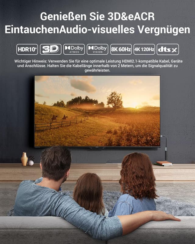Thumbnail 3 de VCELINK HDMI 2.1 Verlängerungskabel 18 cm (8K@60Hz, 4K@120Hz) – Männlich auf Buchse