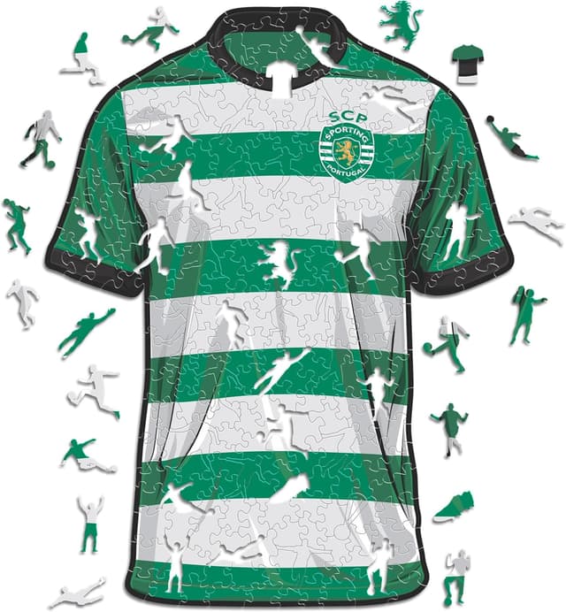 Detalle de Iconic Puzzles Sporting CP Maillot — puzzle en bois 100% durable, taille M, 270 pièces