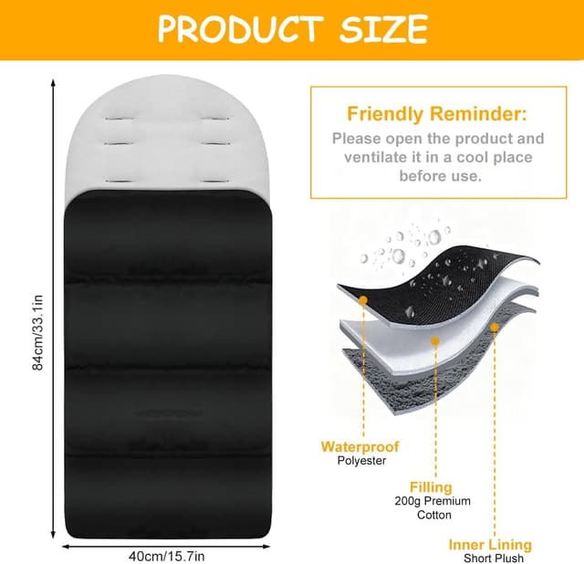 Detalle 2 de AOOWU chancelière bébé imperméable pour poussette (emmaillotage, hiver)