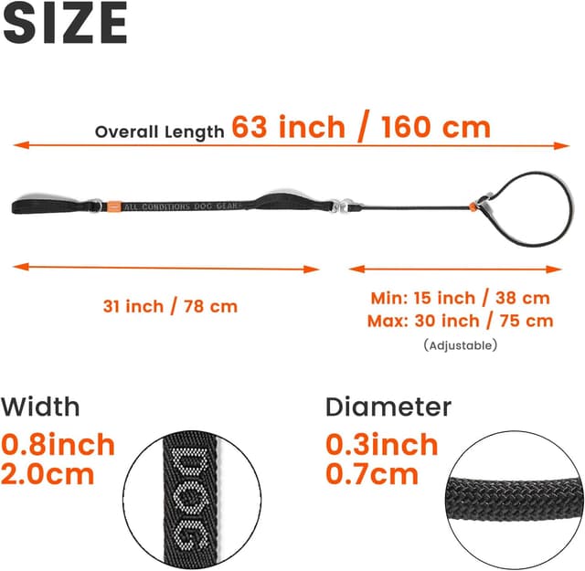 Detalle 2 de Howgo Dog Slip Lead (No-Pull Training Leash) with Padded Handles, 5.5FT, Black