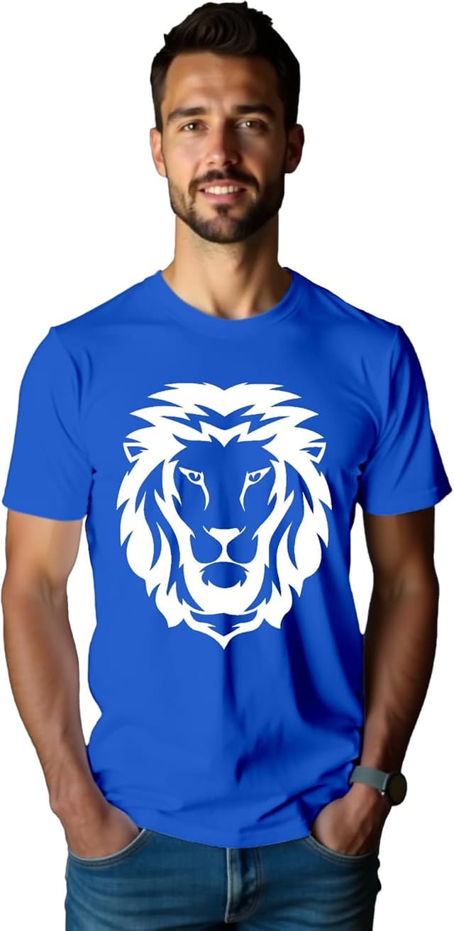 Detalle de Qskall men’s Lion Face Africa lions print T-shirt