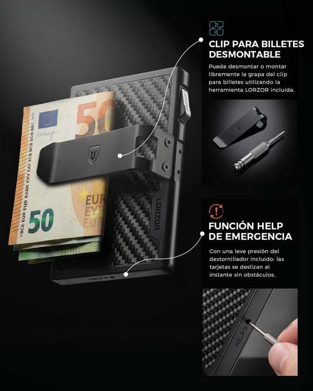 Thumbnail 6 de LORZOR Cartera Tarjetero RFID Fibra de Carbono