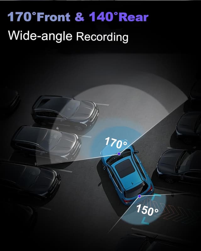 Detalle de Dash Cam Front and Rear 4K+1080P with 5GHz WiFi, Dual Cameras and 64GB Card (App Control)