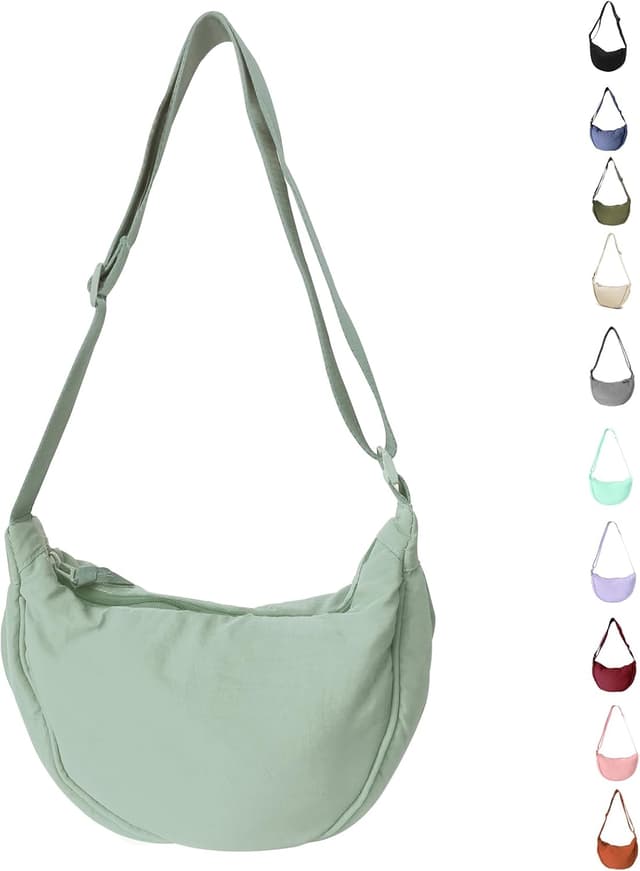 Detalle de Uwiyo Crescent Bag for Women in Nylon – dumpling-style crossbody with adjustable strap