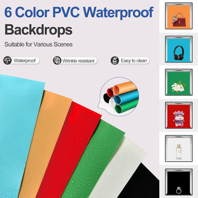 Detalle 2 de EMART Fotostudio Lichtbox (30×30×30 cm) mit 120 LED und 6 PVC-Hintergründen für Produktfotos