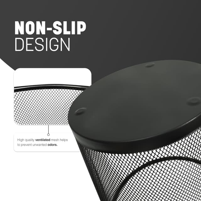 Detalle 2 de KEPLIN Round Trash Can Bin (Charcoal Black) – 1 Pack Metal Mesh Bin