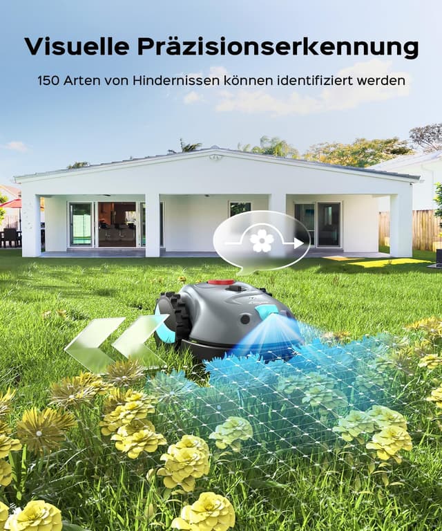 Detalle de YARDCARE V100 Mähroboter ohne Begrenzungskabel mit Kamera & Hindernisvermeidung