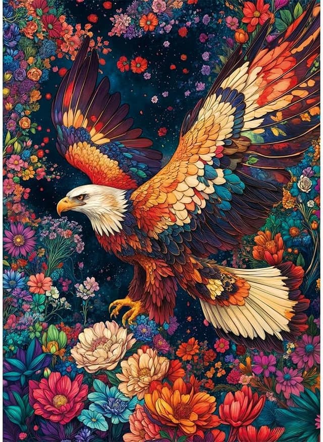 Detalle de HUADADA 1000-Piece Jigsaw Puzzle for Adults – Colourful Eagle (70 x 50 cm)