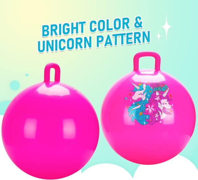 Detalle 2 de U&C Planet Hopper Ball 18-inch Bouncy Unicorn Ball with Handle (Pink)