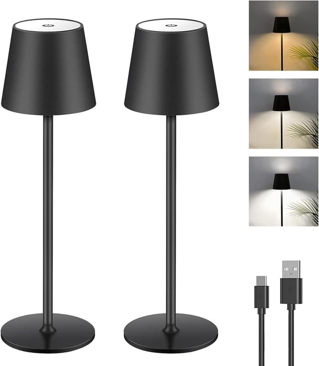 Detalle de Liyabber Dimmbare LED Akku Tischlampe 2er-Set