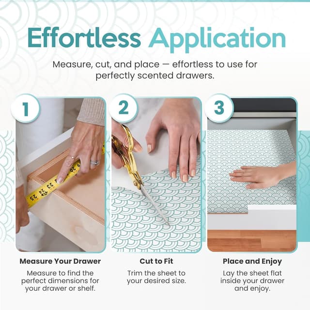 Detalle de Fresh Linen Scented Drawer Liners (10 Large Sheets) – Non-adhesive drawer fresheners for wardrobes and shelves