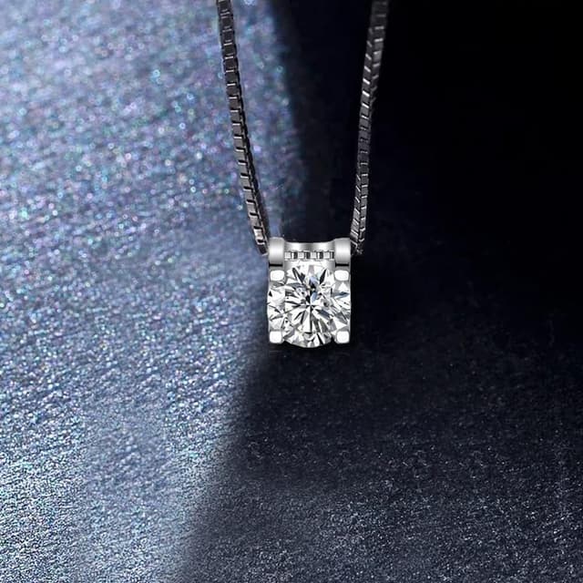 Detalle de VANSZA Damen-Kette aus Sterlingsilber 925 mit Zirkonia, geometrisches Love-Motiv
