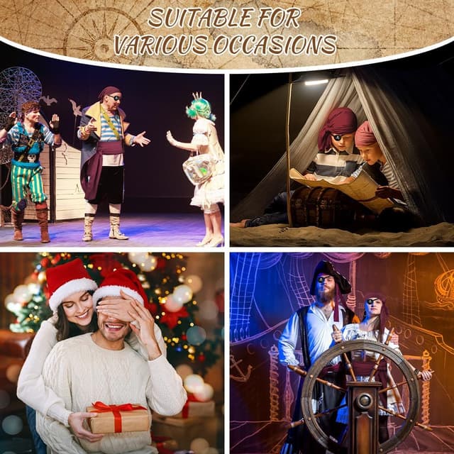 Detalle de Alaoo Kit accessori pirata da capitano: bandana, cintura e dettagli per costume