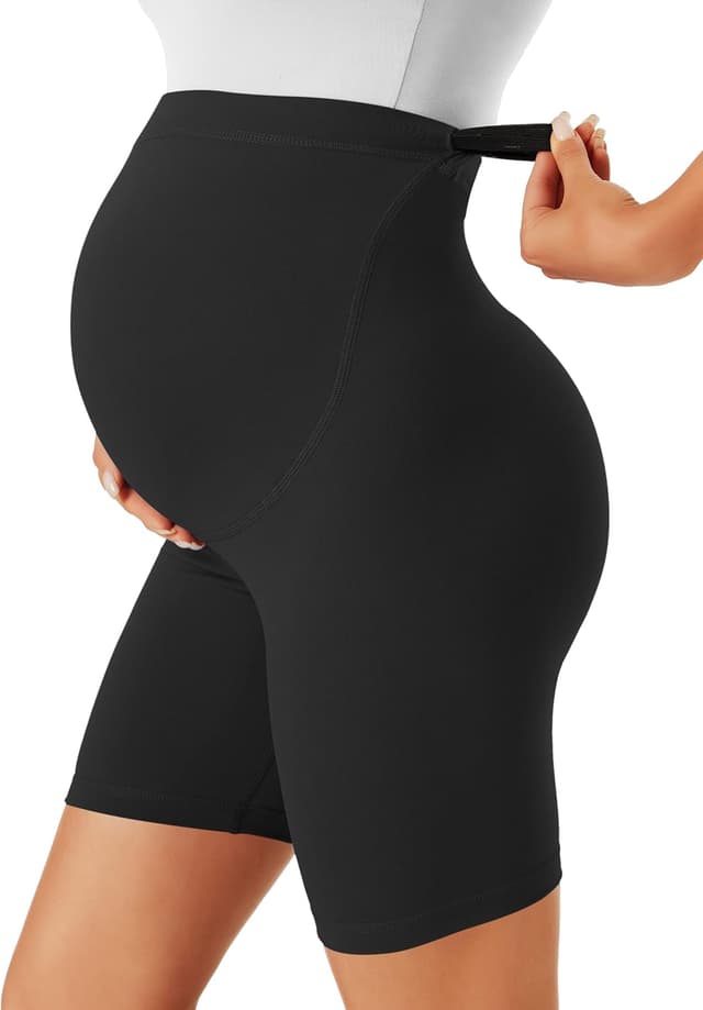 Detalle 2 de BONVIGOR Buttercloud Maternity Shorts (Over-the-Belly) 5"/8" Biker Shorts for Pregnancy Workout & Yoga
