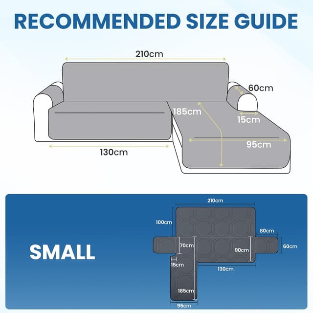 Detalle de Ystyle copridivano impermeabile reversibile per angolare con penisola (2 posti, L 210 cm) grigio