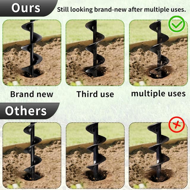 Detalle de 5x 80cm garden earth auger drill bit for planting bulbs, post holes and fence work (hex driver, spiral hole digger)